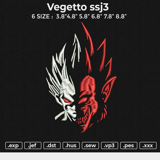 Vegetto ssj3 Embroidery File 6 size