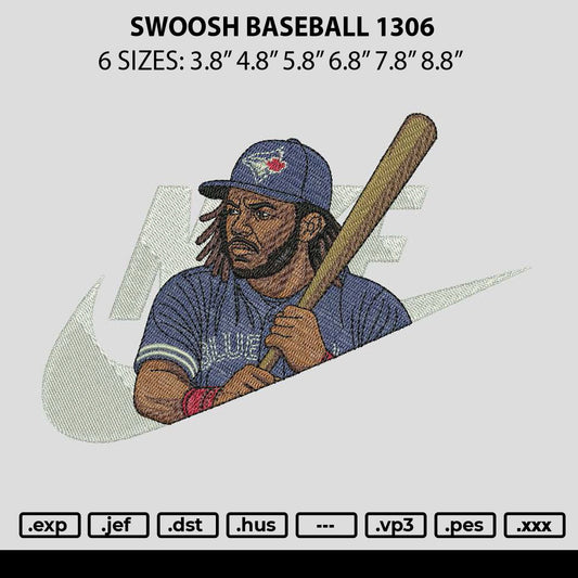 Swoosh Baseball 1306 Embroidery File 6 sizes