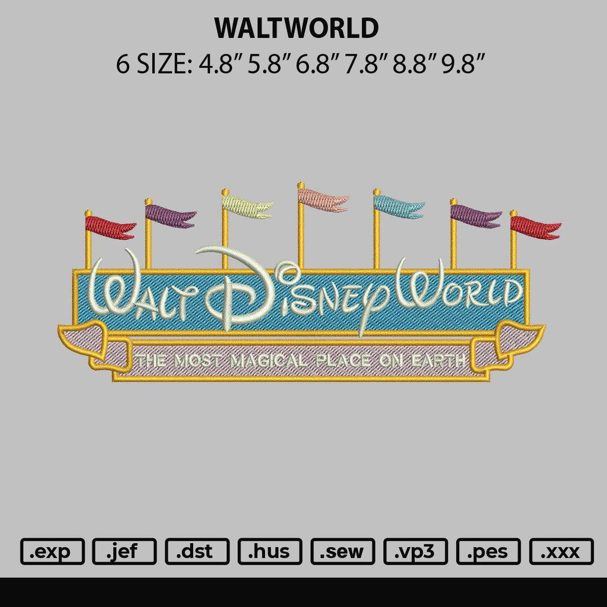 Waltworld Embroidery File 6 sizes