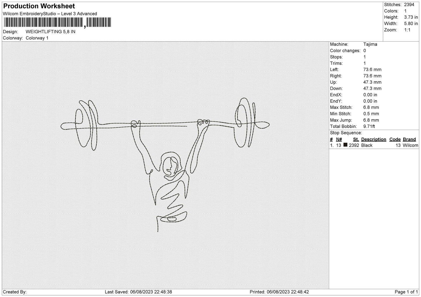WEIGHTLIFTING Embroidery File 6 size