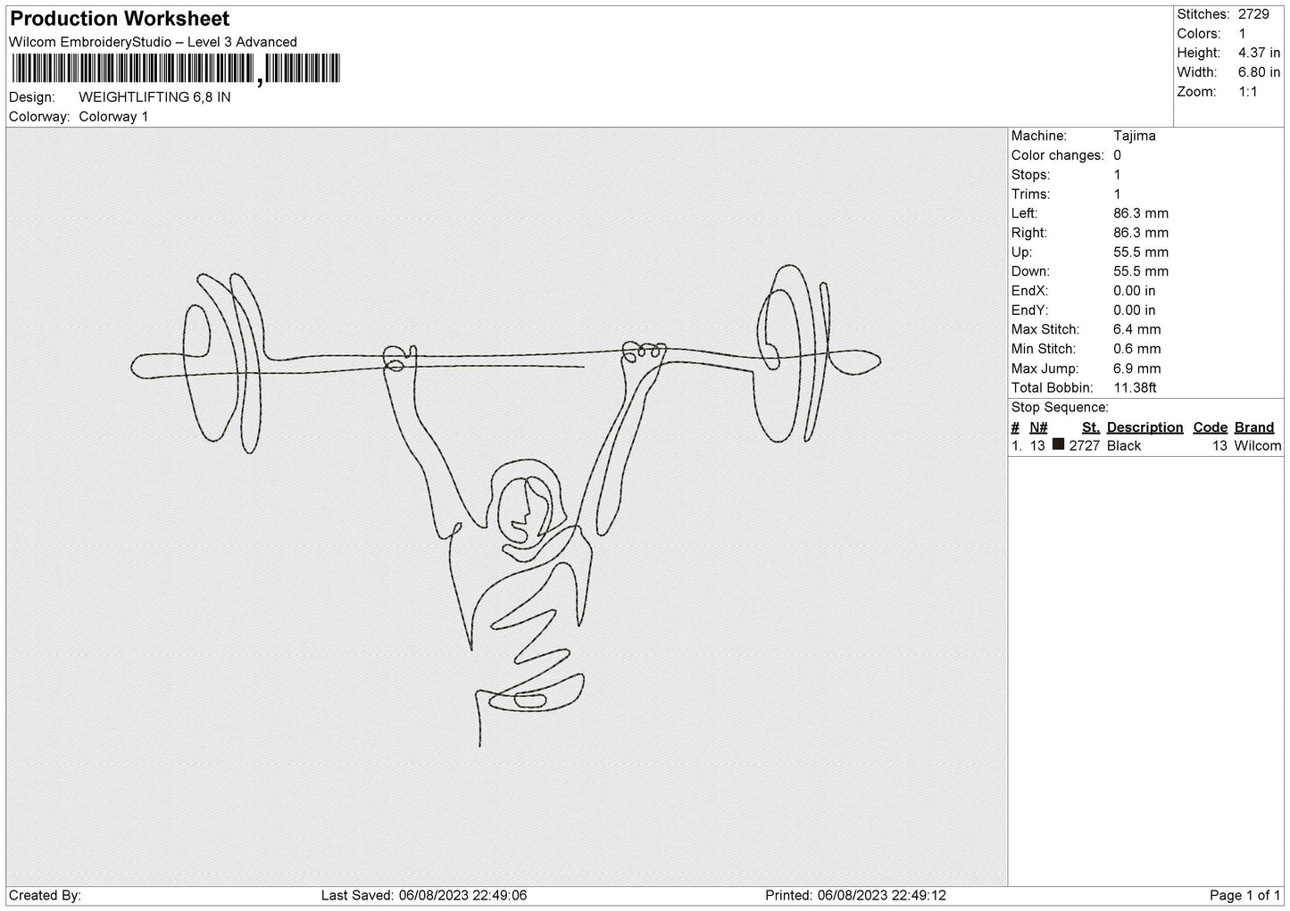 WEIGHTLIFTING Embroidery File 6 size