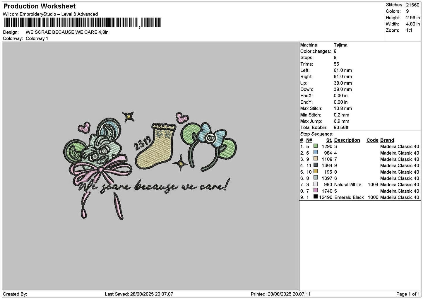 Sockmonster Embroidery File 6 sizes
