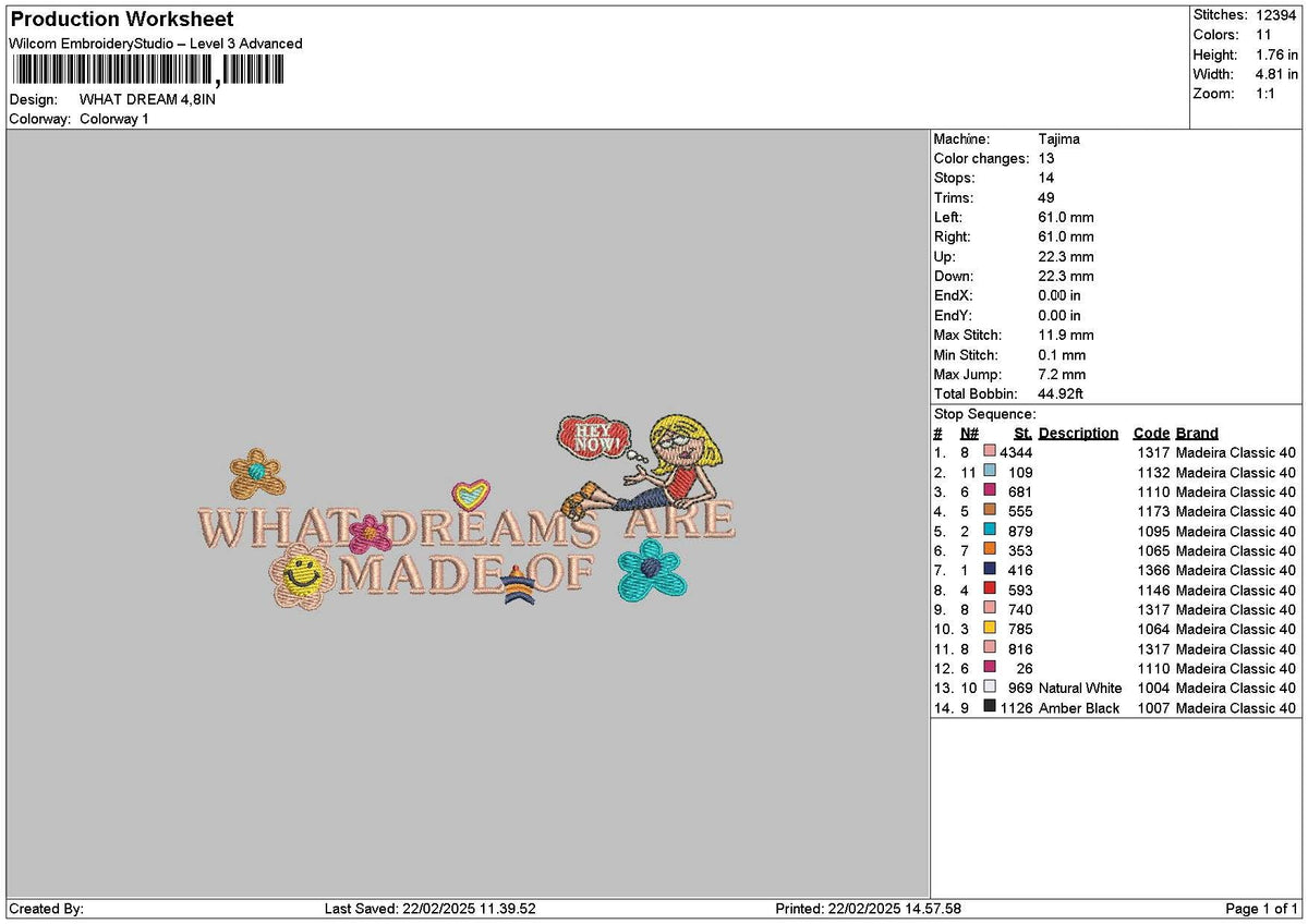Dreamtext 2202 Embroidery File 6 sizes