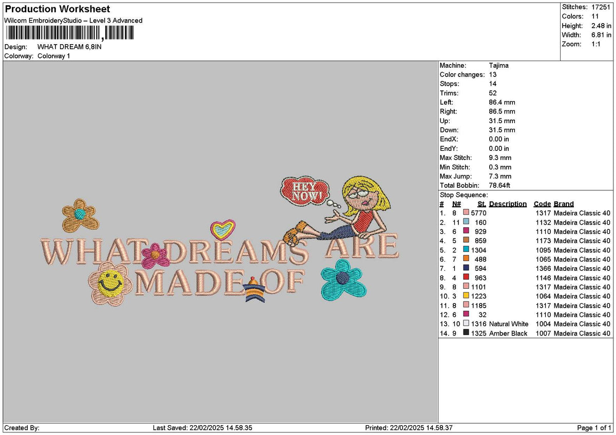 Dreamtext 2202 Embroidery File 6 sizes