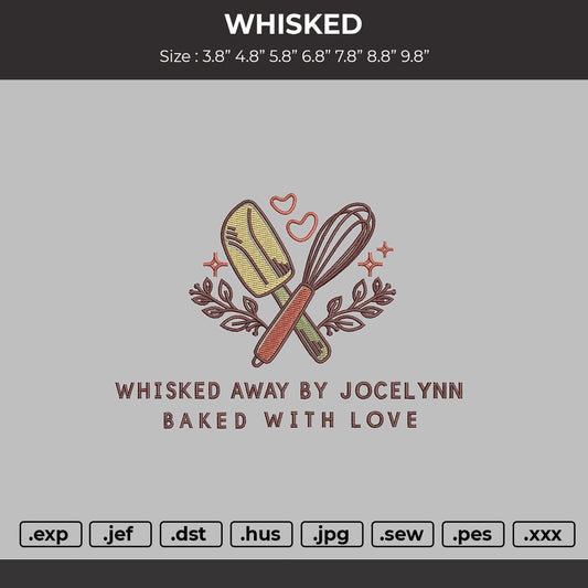 WHISKED Embroidery File 6 sizes