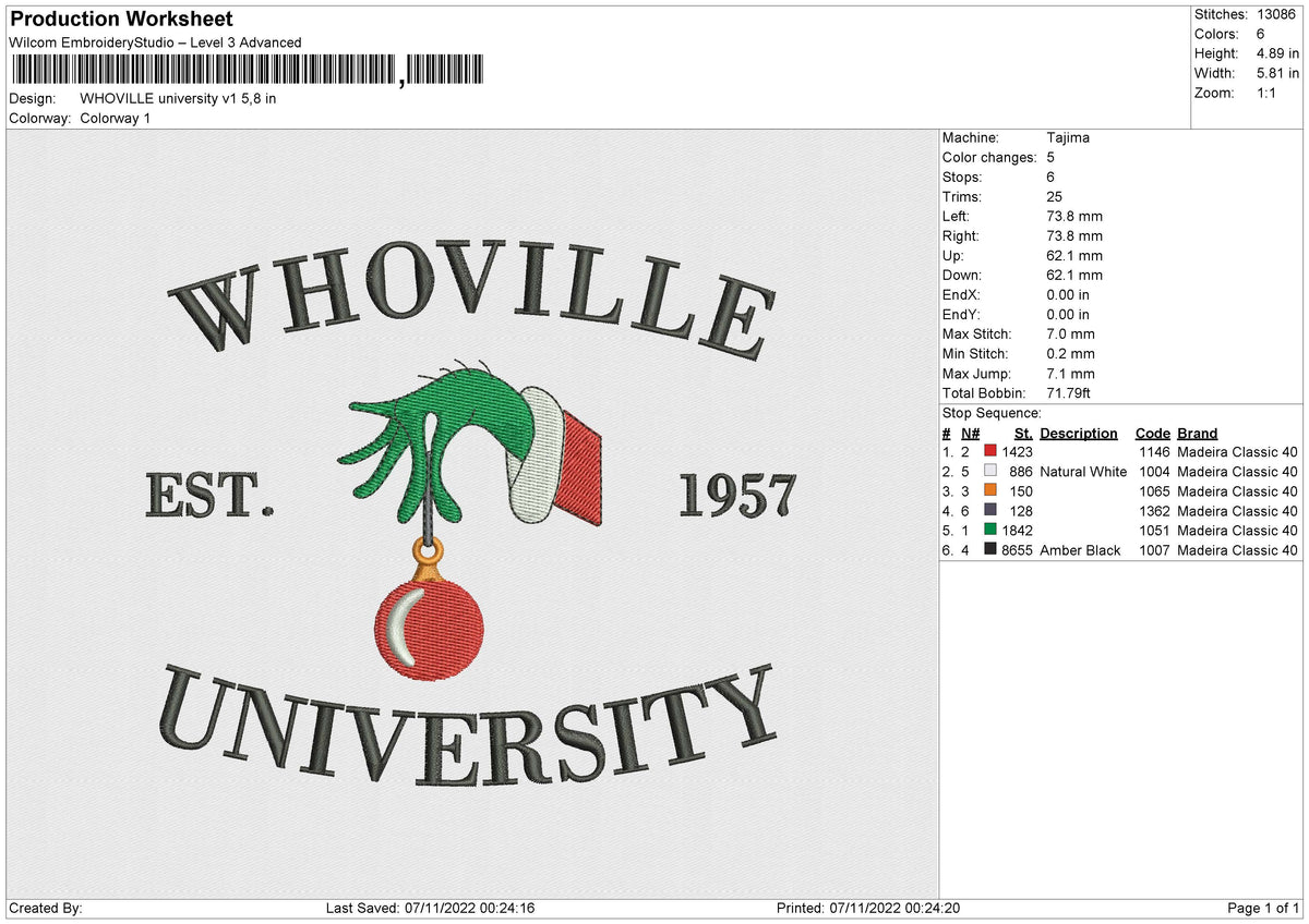whoville university v1 Embroidery