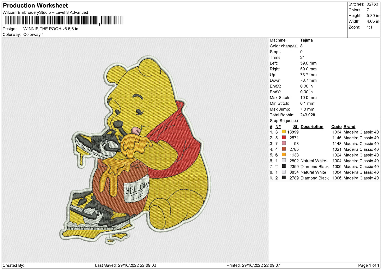 WINNIE THE POOH v5 Embroidery
