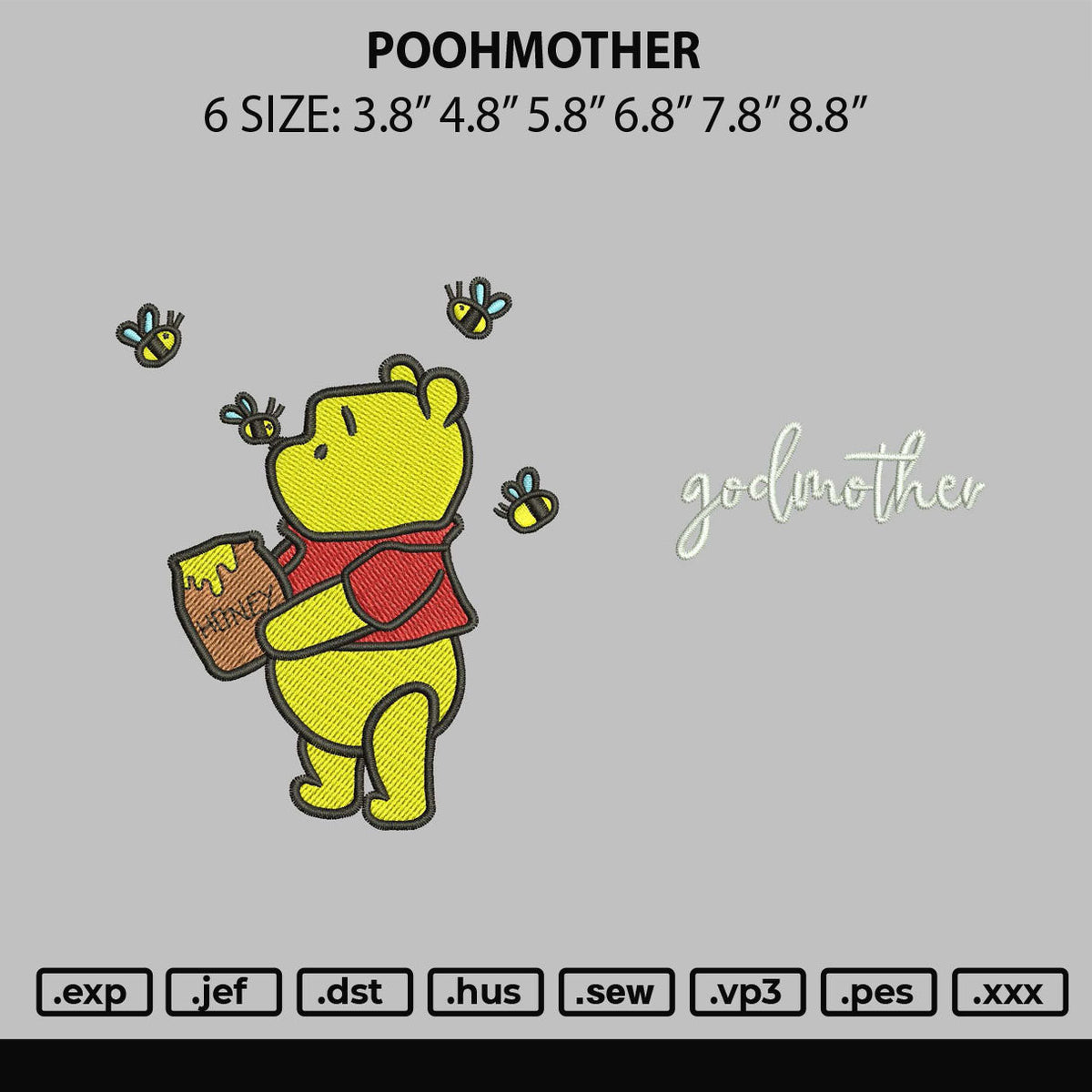 Poohmother Embroidery File 6 sizes