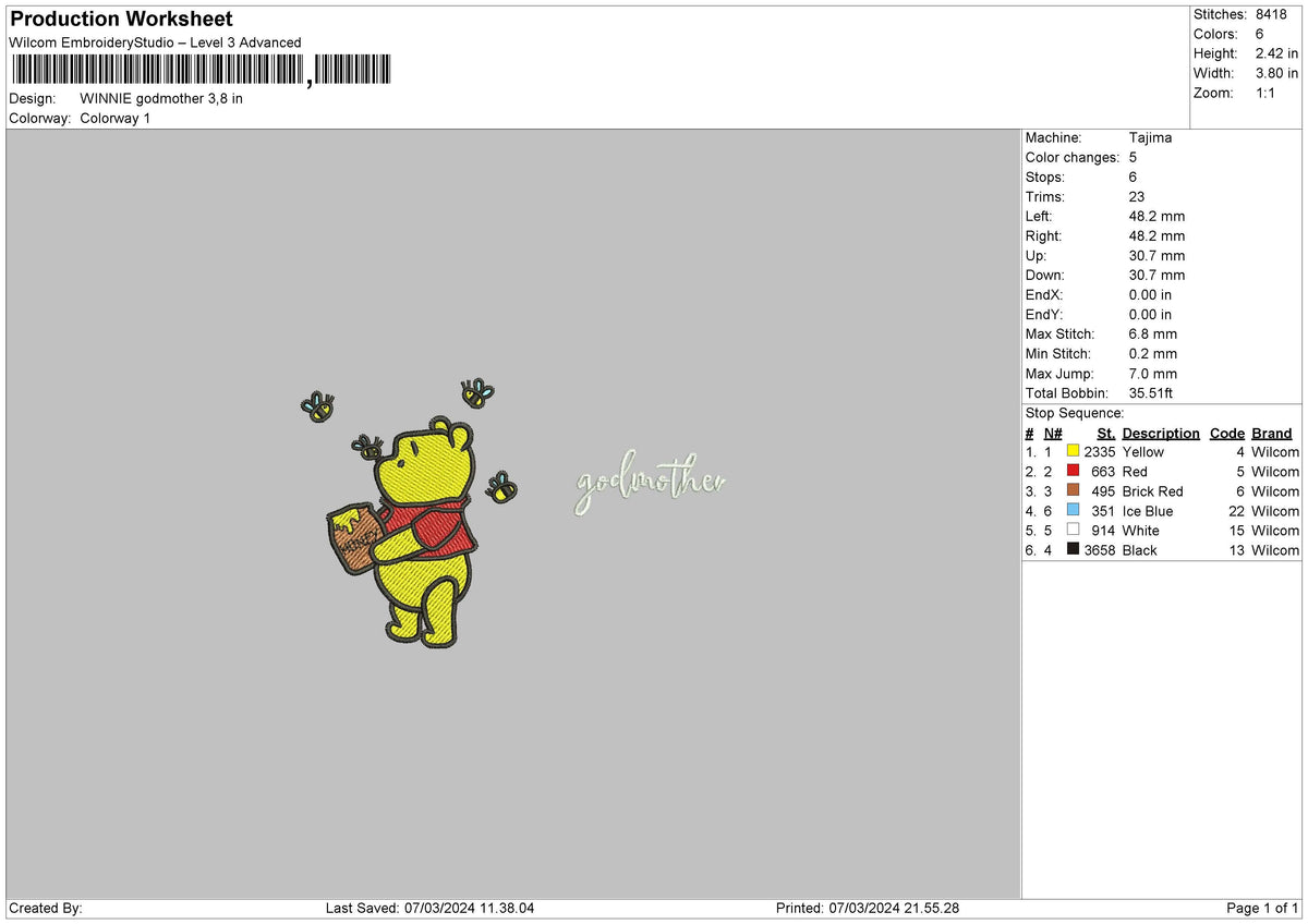 Poohmother Embroidery File 6 sizes