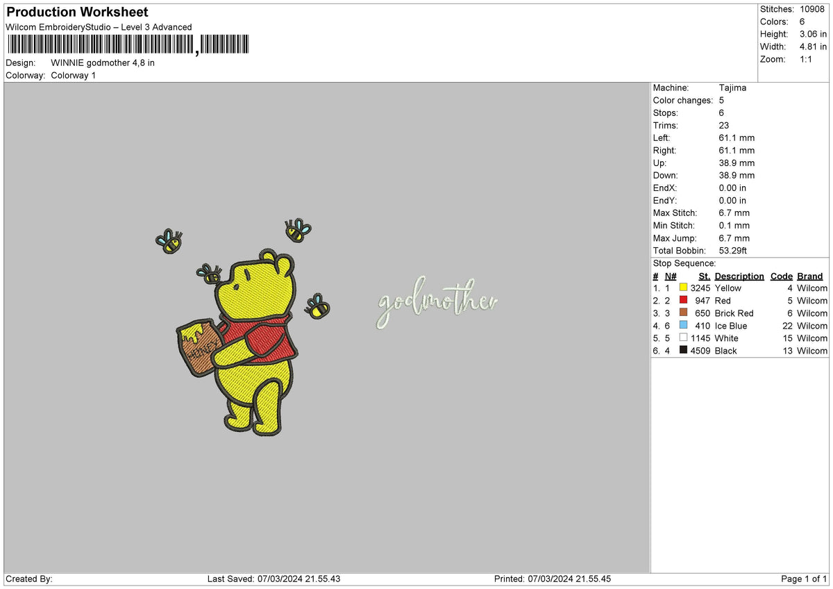 Poohmother Embroidery File 6 sizes