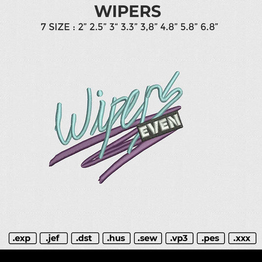 WIPERS Embroidery File 6 size