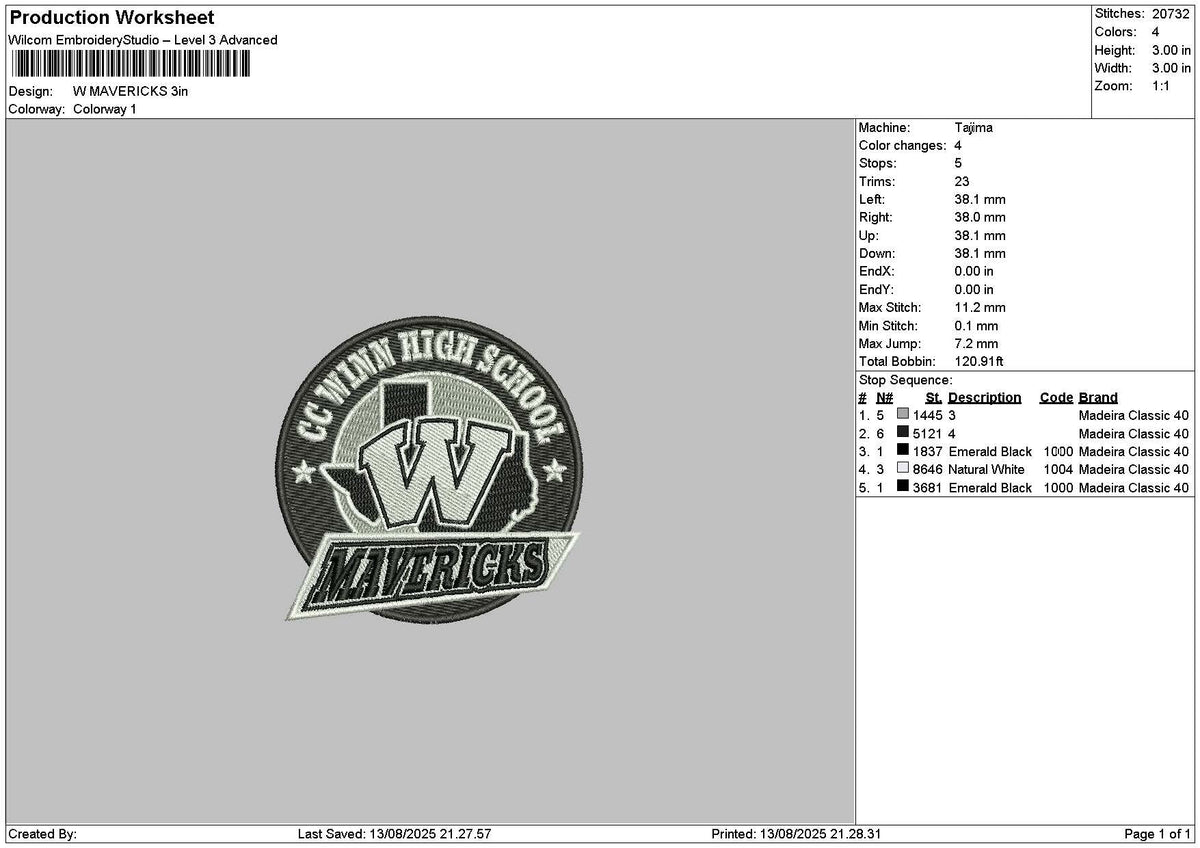 W Circle 1308 Embroidery File 6 sizes