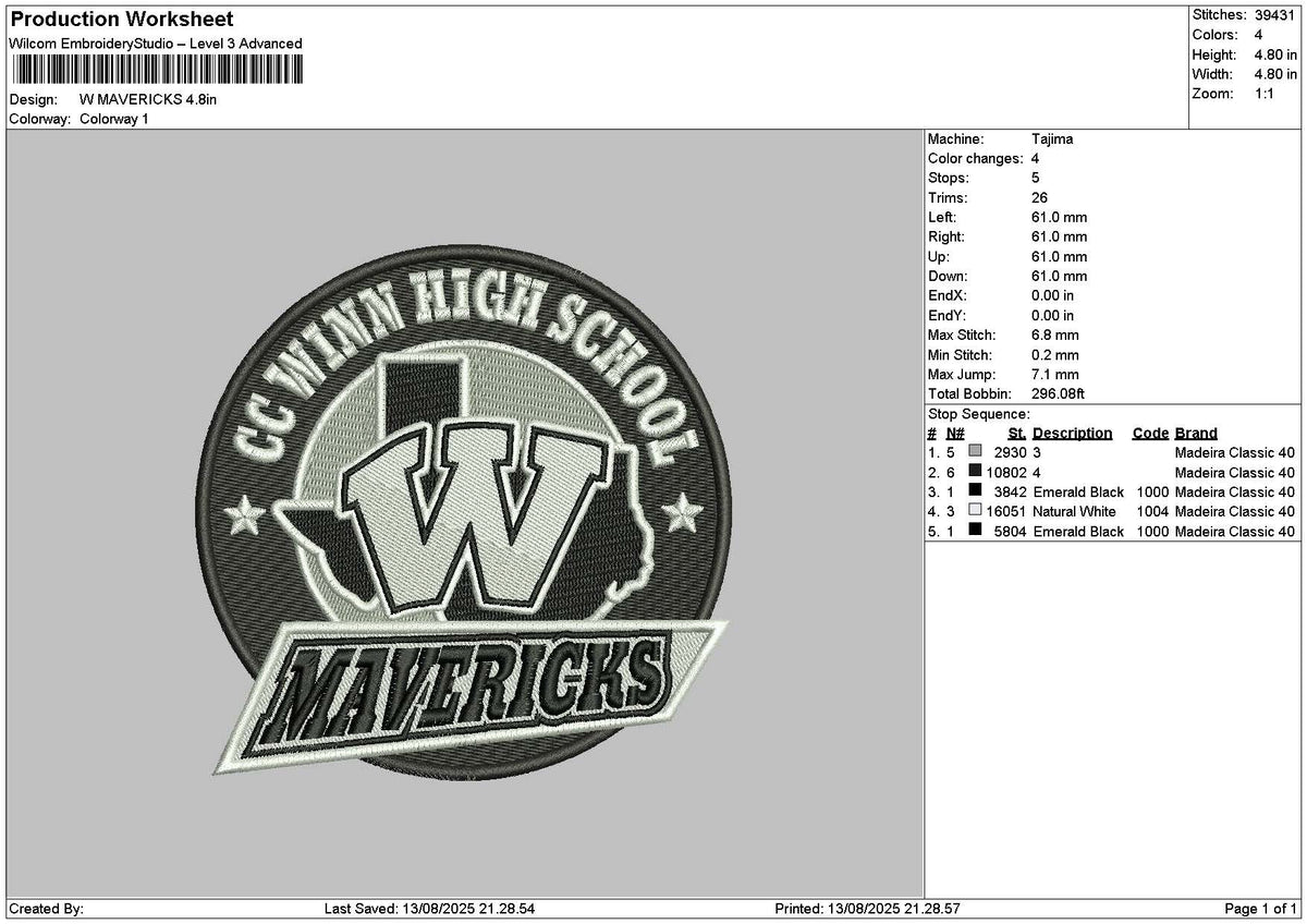 W Circle 1308 Embroidery File 6 sizes