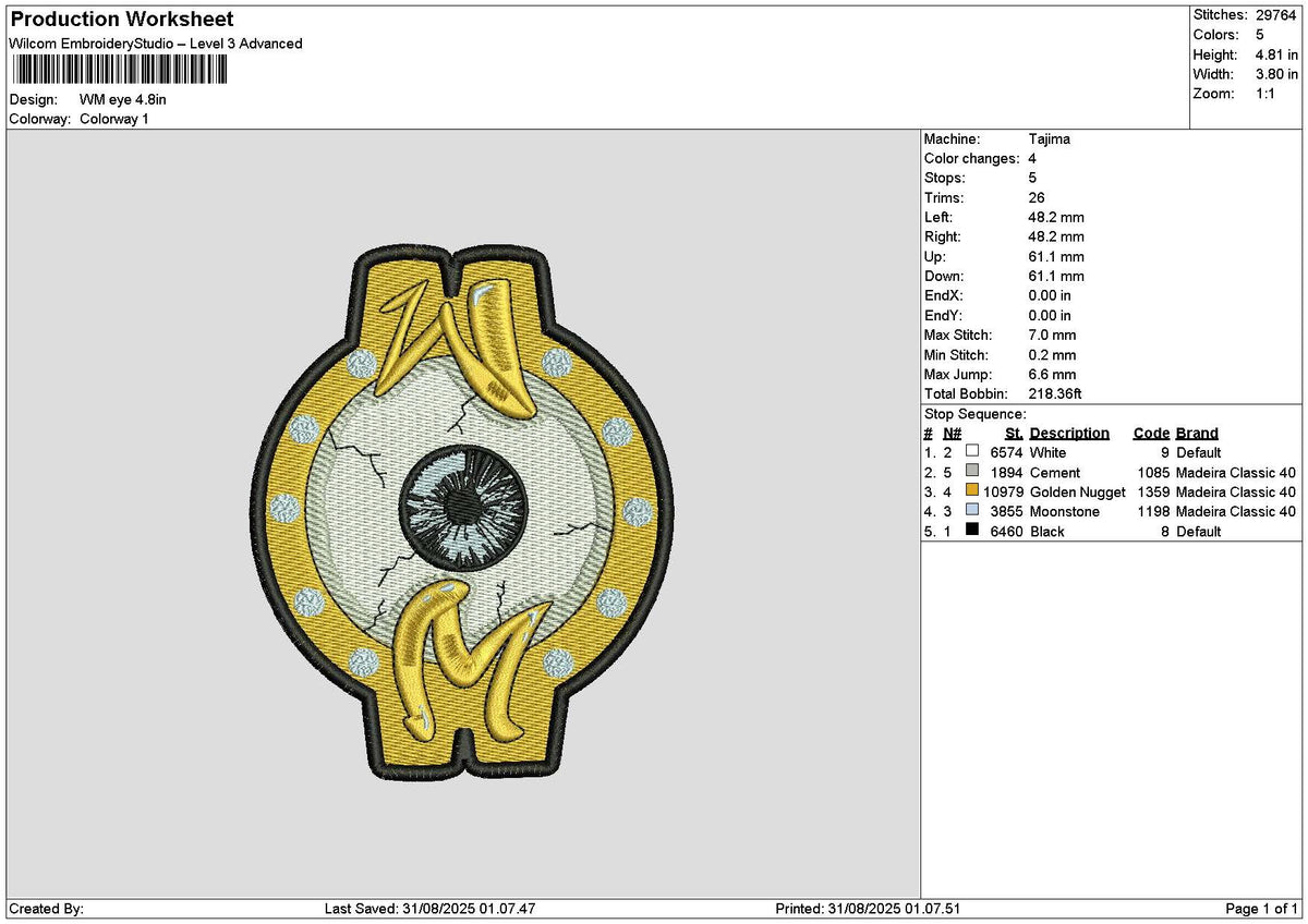 Eye 3108 Embroidery File 6 sizes