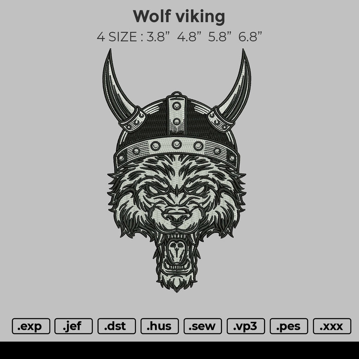 Wolf viking Embroidery