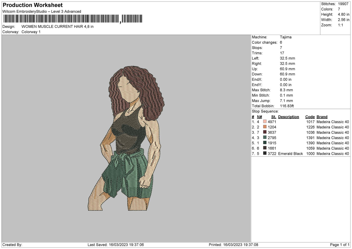 Women Muscle V2 Embroidery File 6 sizes