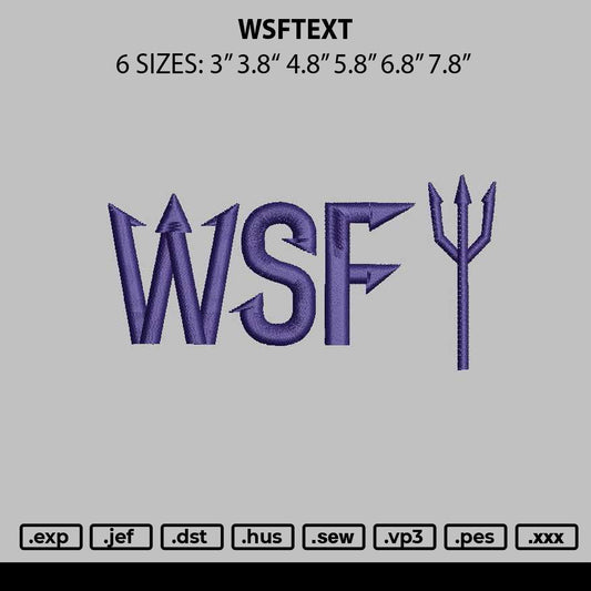Wsftext Embroidery File 6 sizes