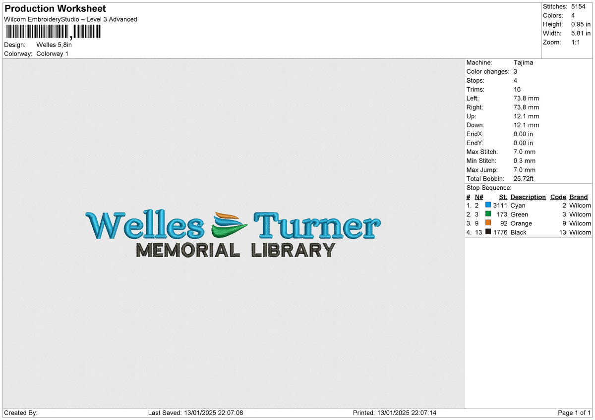 Welles Embroidery File 6 size