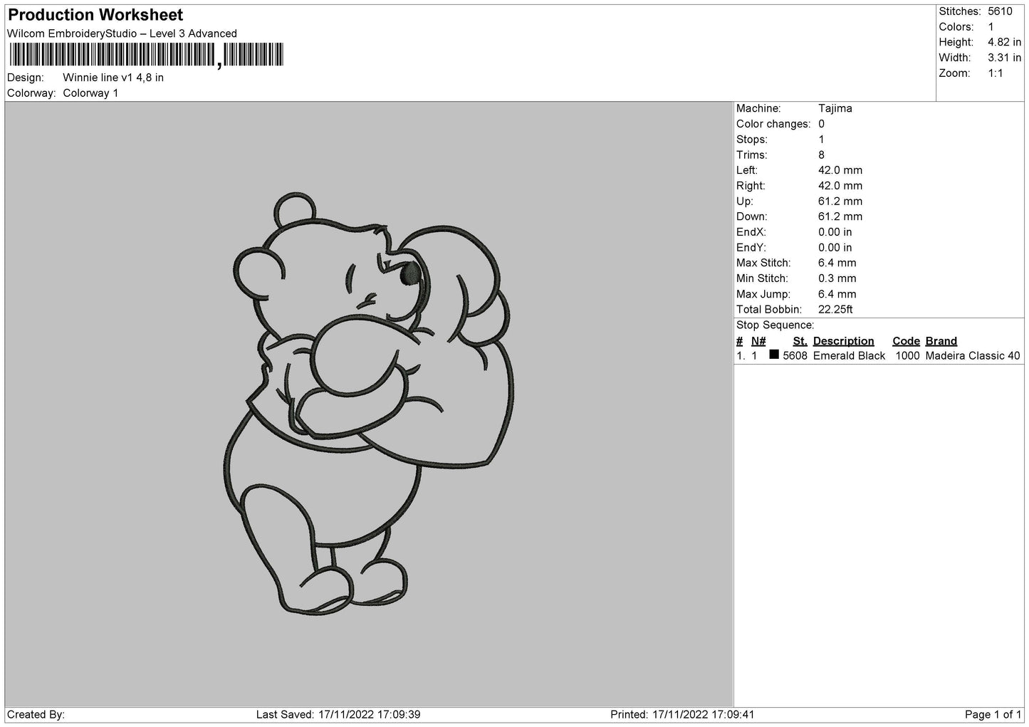 Winnie Line Embroidery 2 Files