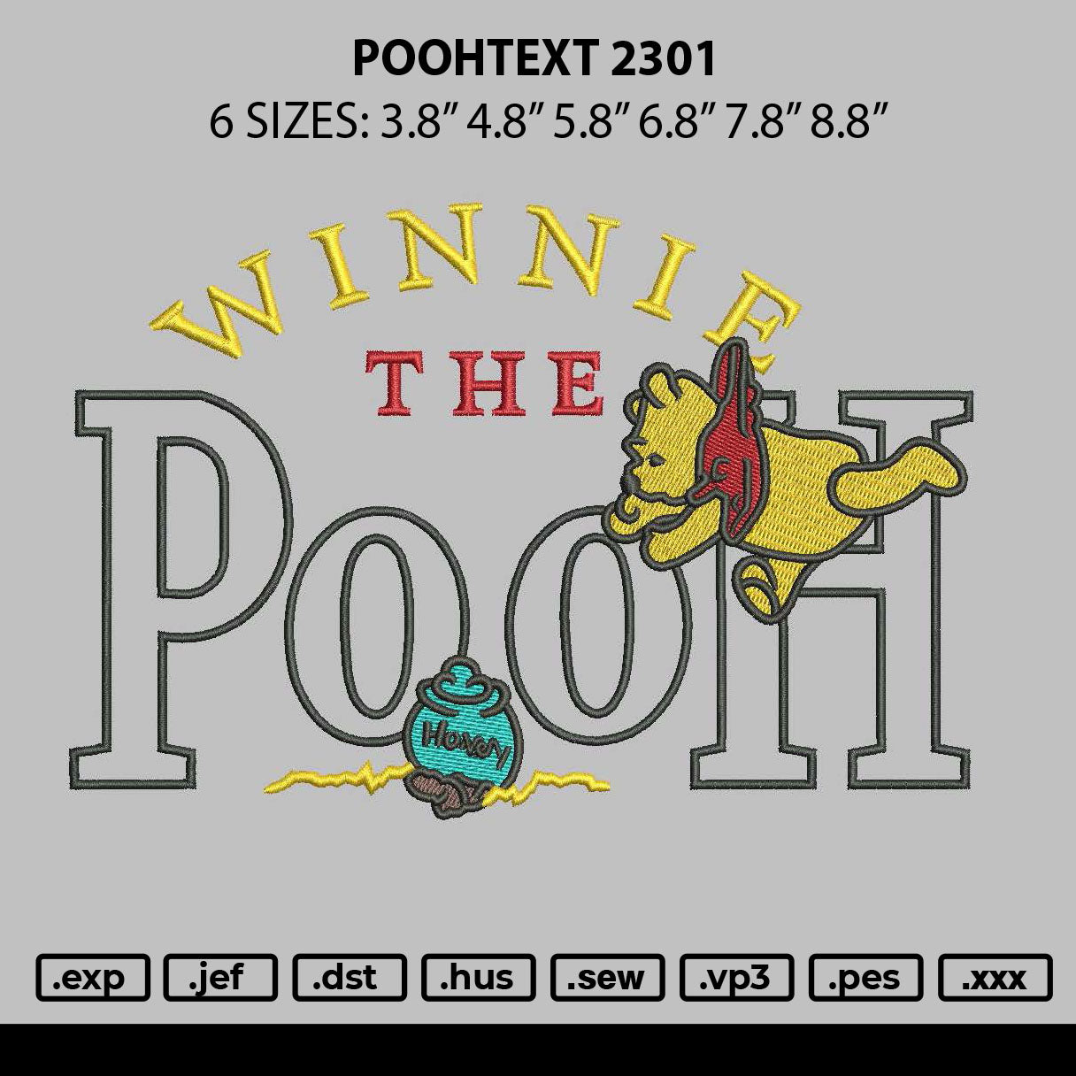 Poohtext 2301 Embroider File 6 sizes