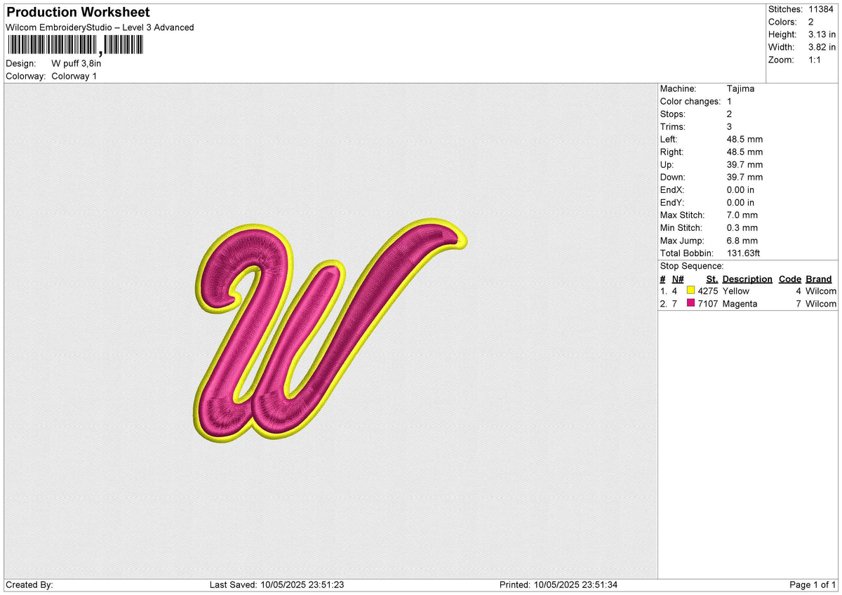 W puff Embroidery File 6 size