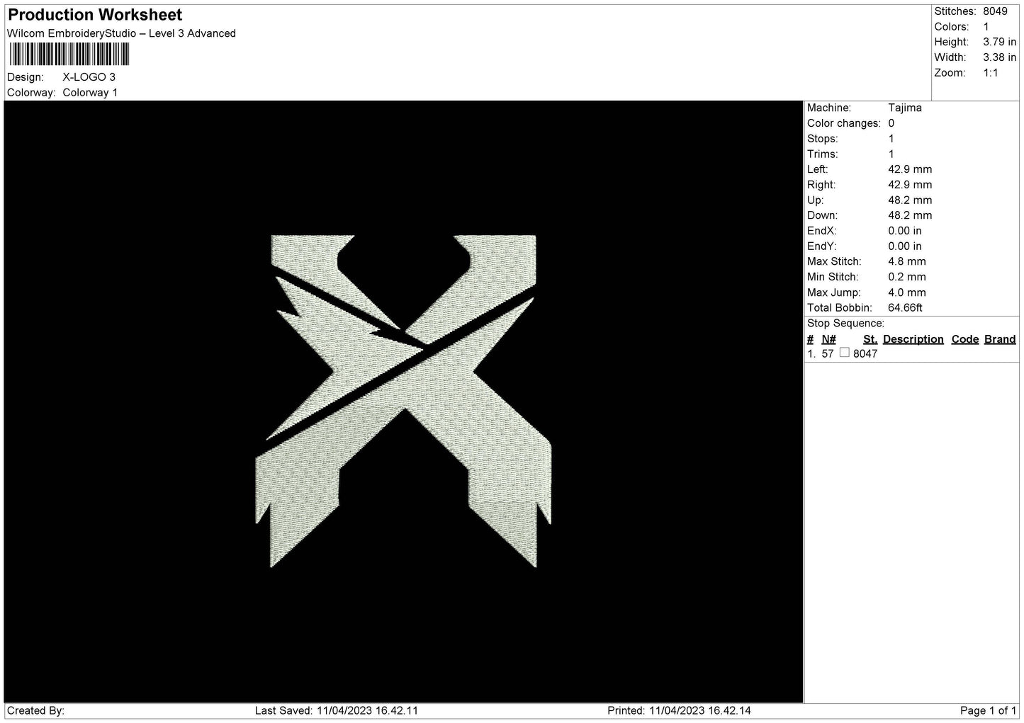 X Logo Embroidery