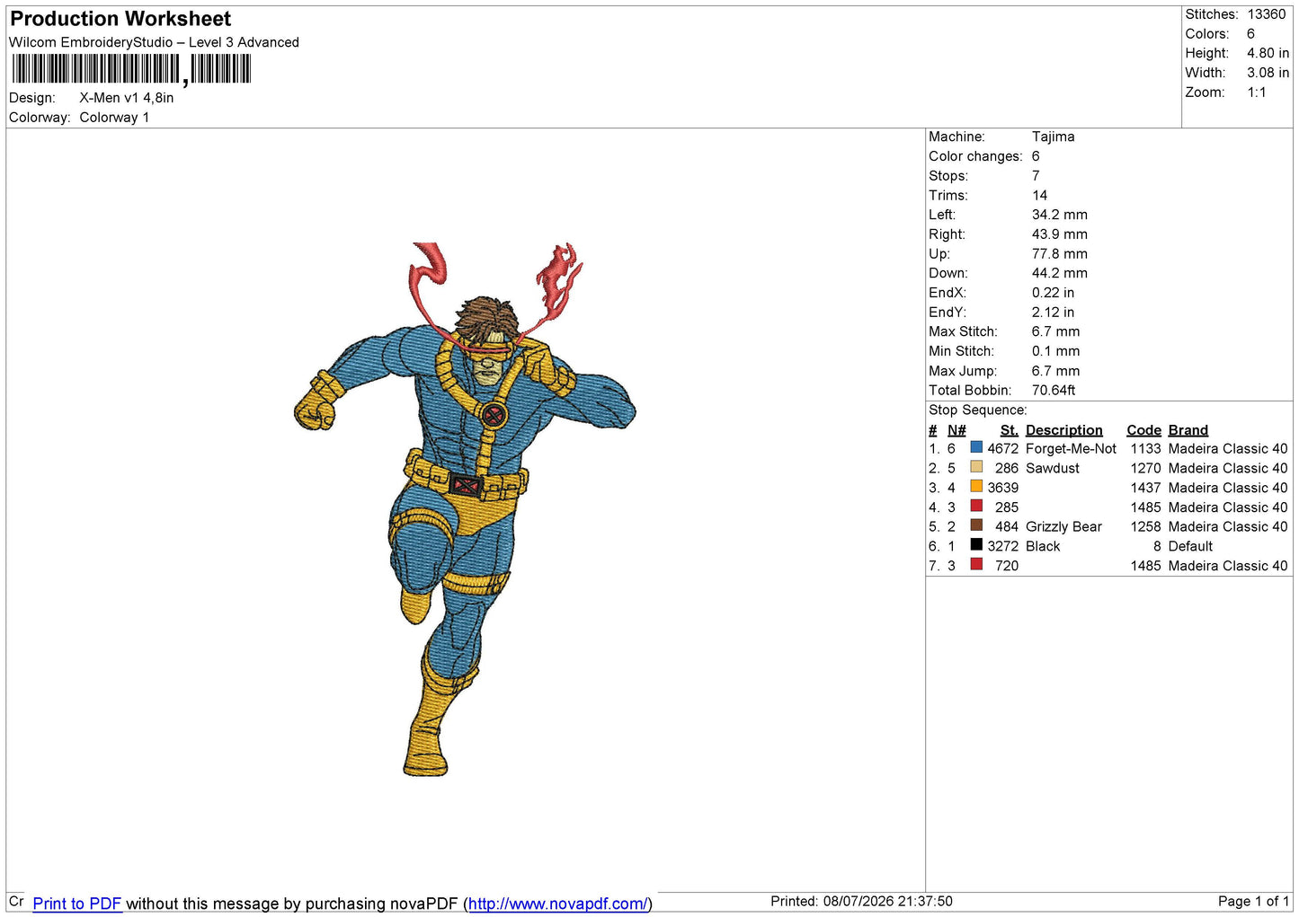 X-Men v1 Embroidery File 6 sizes