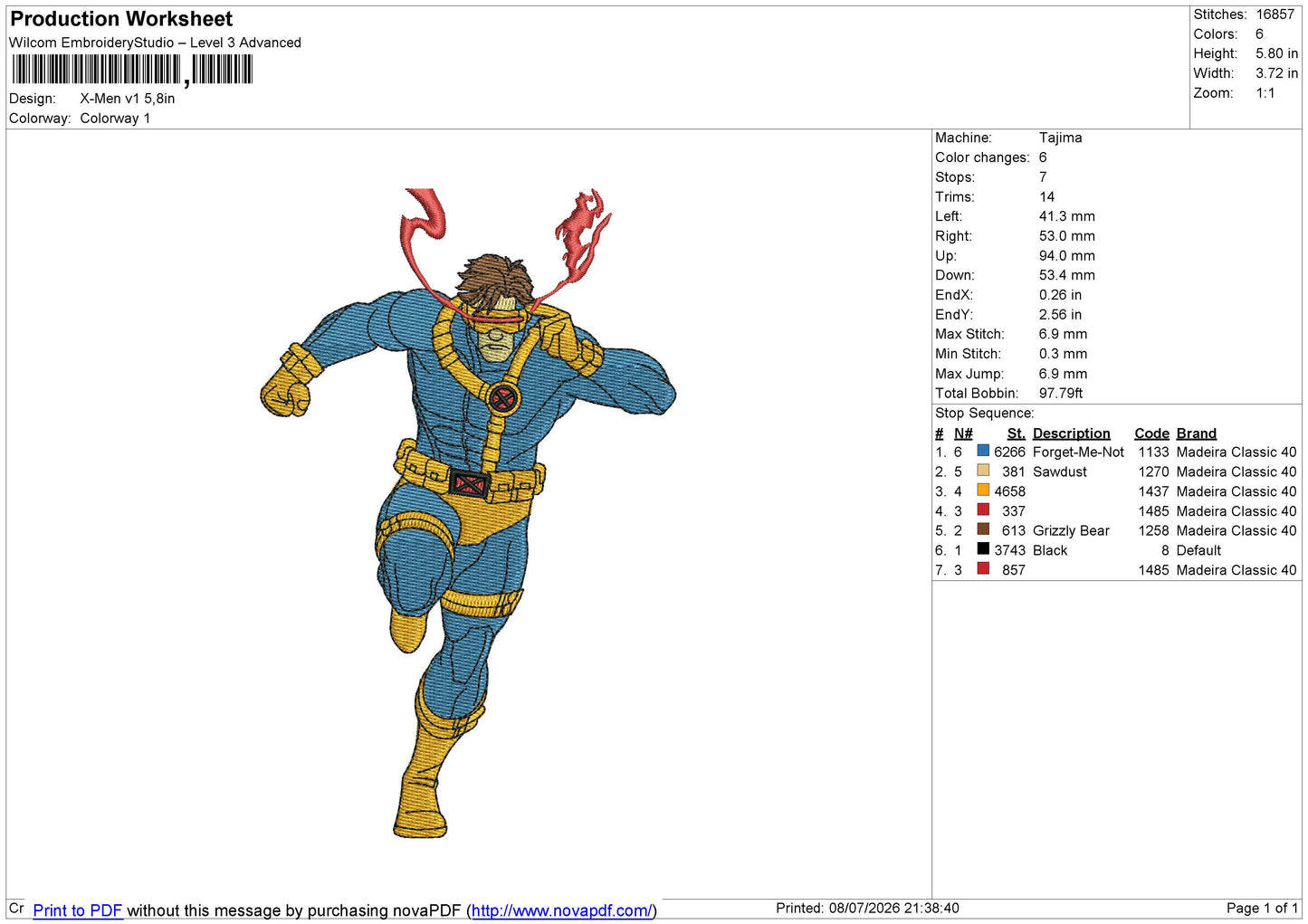 X-Men v1 Embroidery File 6 sizes