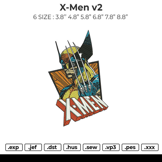 X-Men v2 Embroidery File 4 size