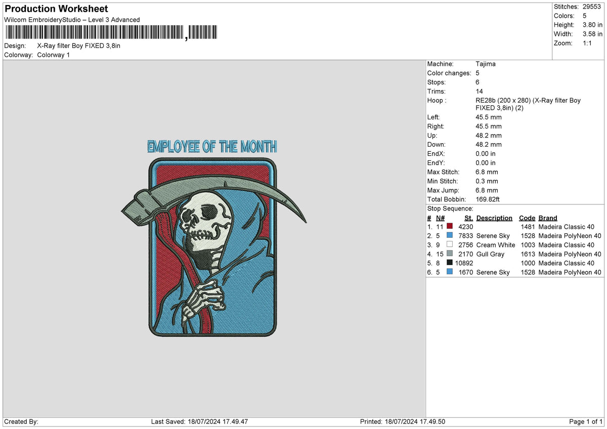 Skull1807 Embroidery File 6 size