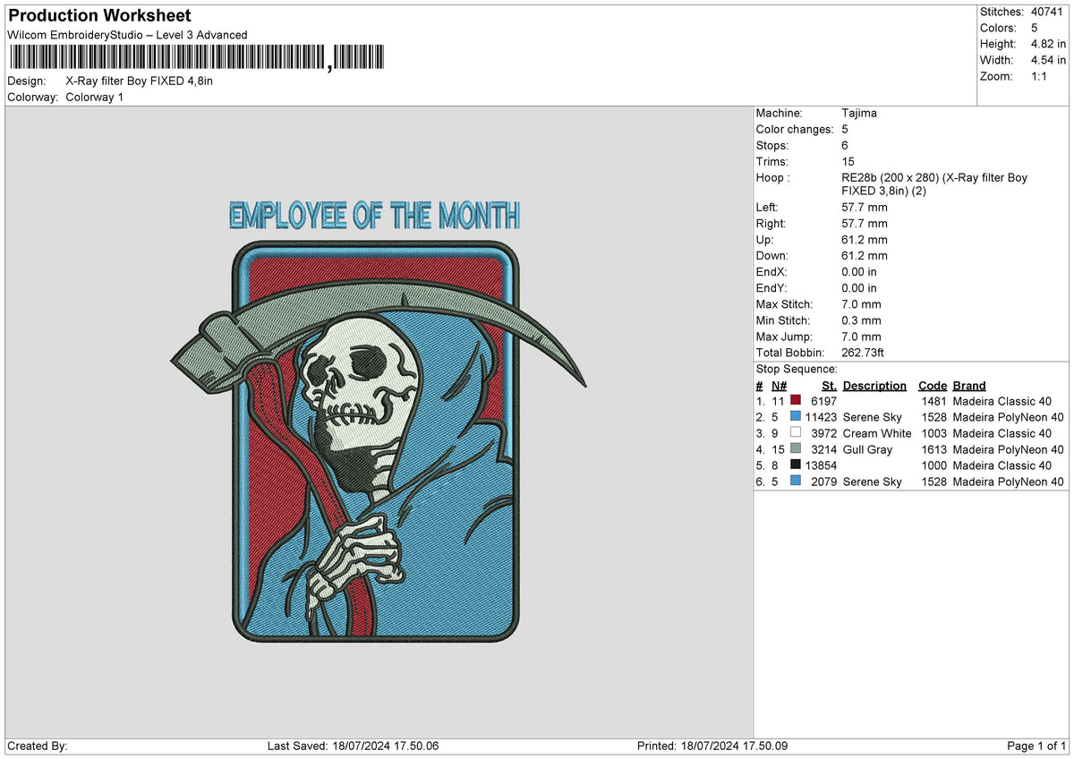 Skull1807 Embroidery File 6 size