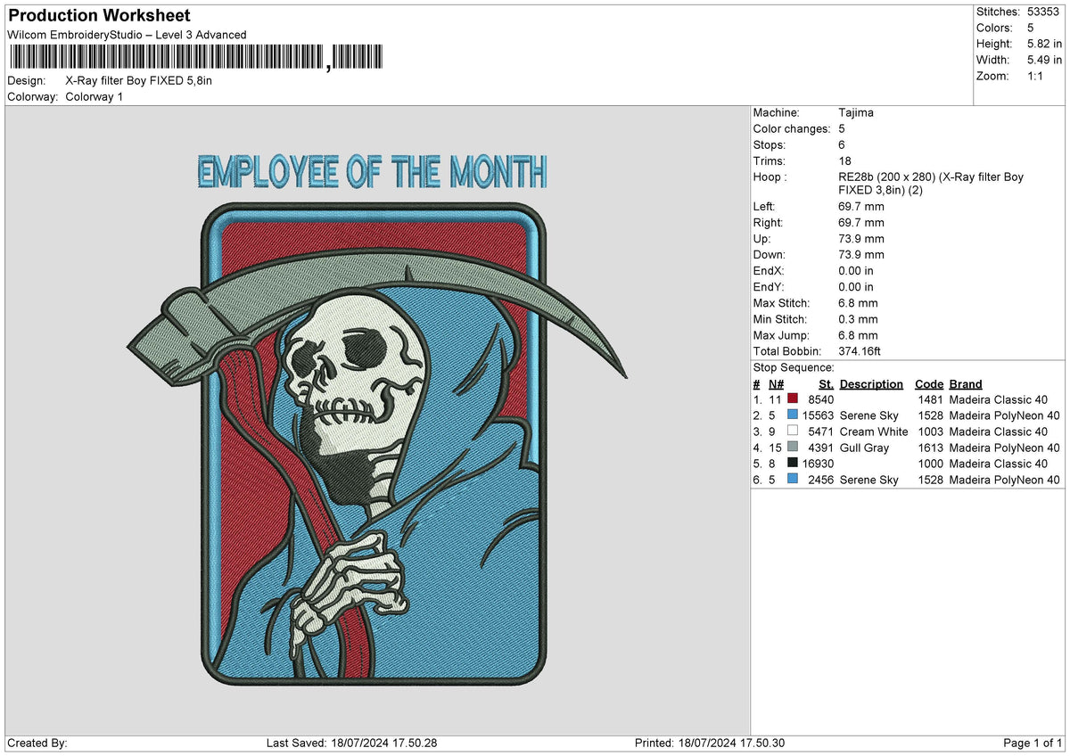 Skull1807 Embroidery File 6 size