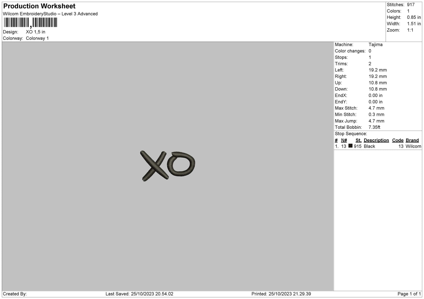 Xo Embroidery File 6 sizes