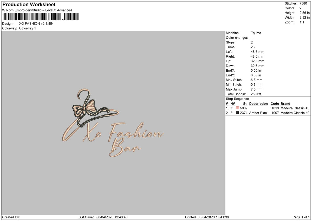 Xo Fashion V1 V2 Embroidery 2 Files