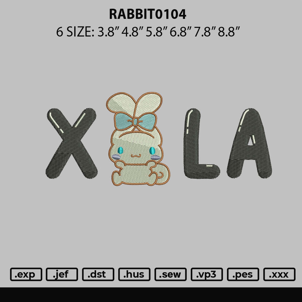 Rabbit0104 Embroidery File 6 sizes