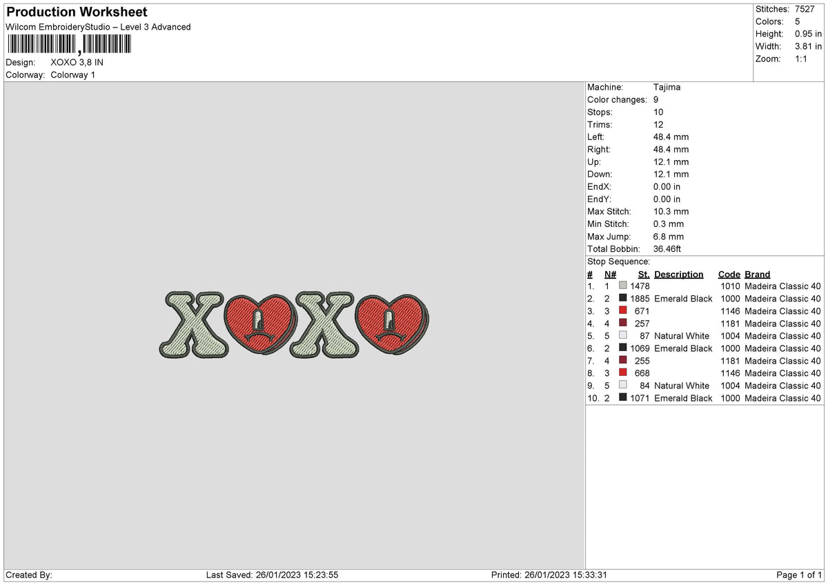 Xoxo Embroidery File 6 sizes
