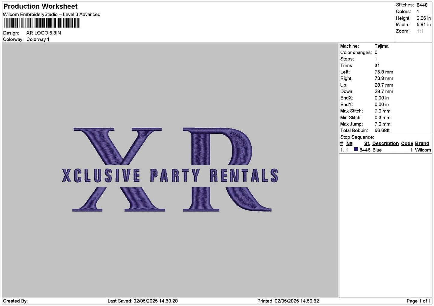 Xrtext Embroidery File 6 sizes