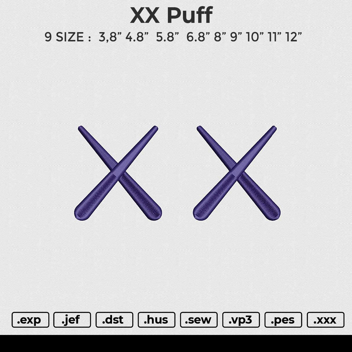 XX Puff Embroidery File 6 size