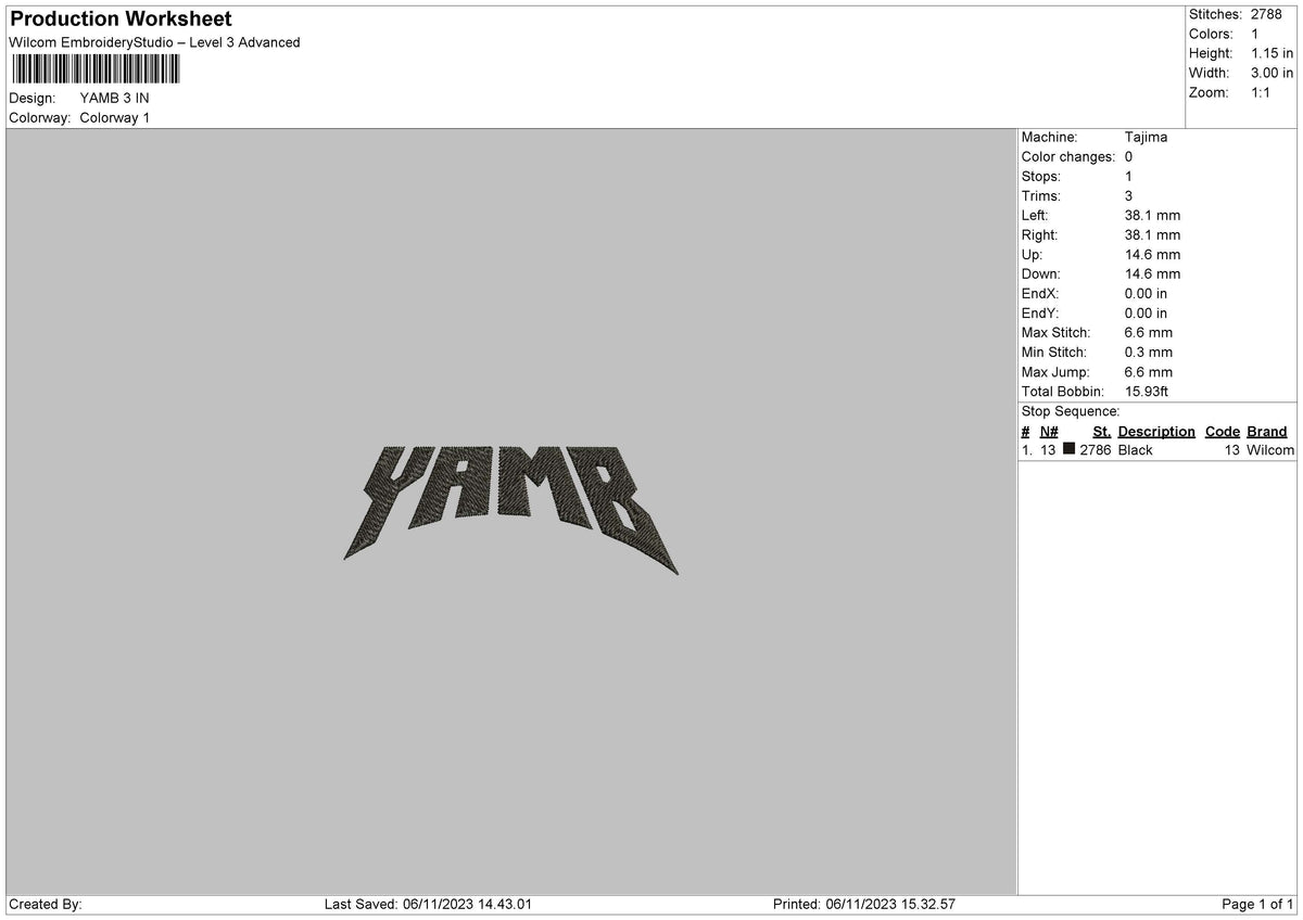 Yamb Embroidery File 6 sizes