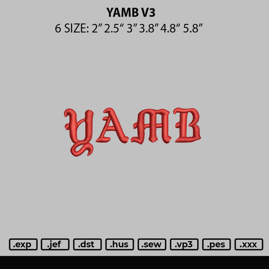Yamb V3 Embroider File 6 sizes