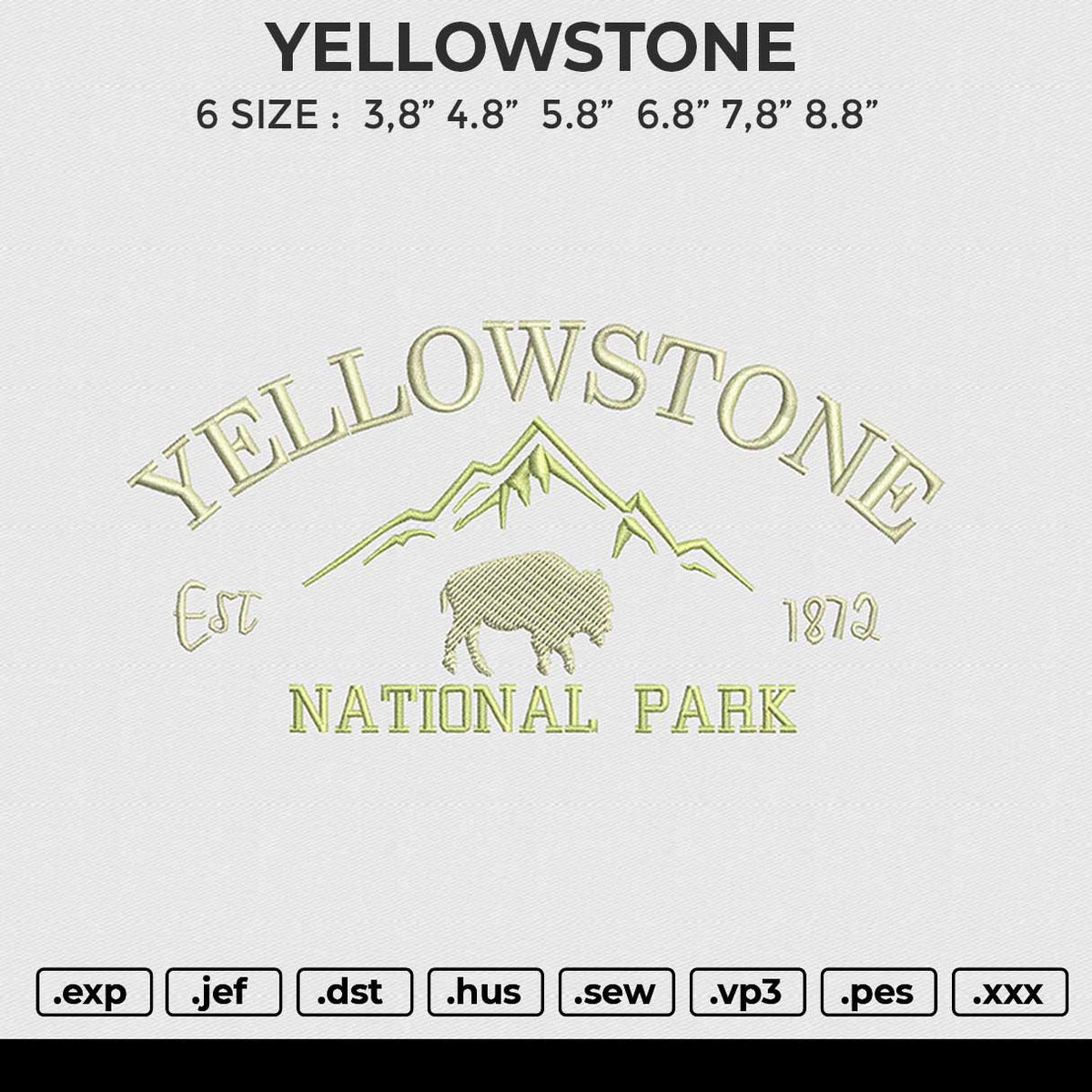 YELLOWSTONE Embroidery File 6 size