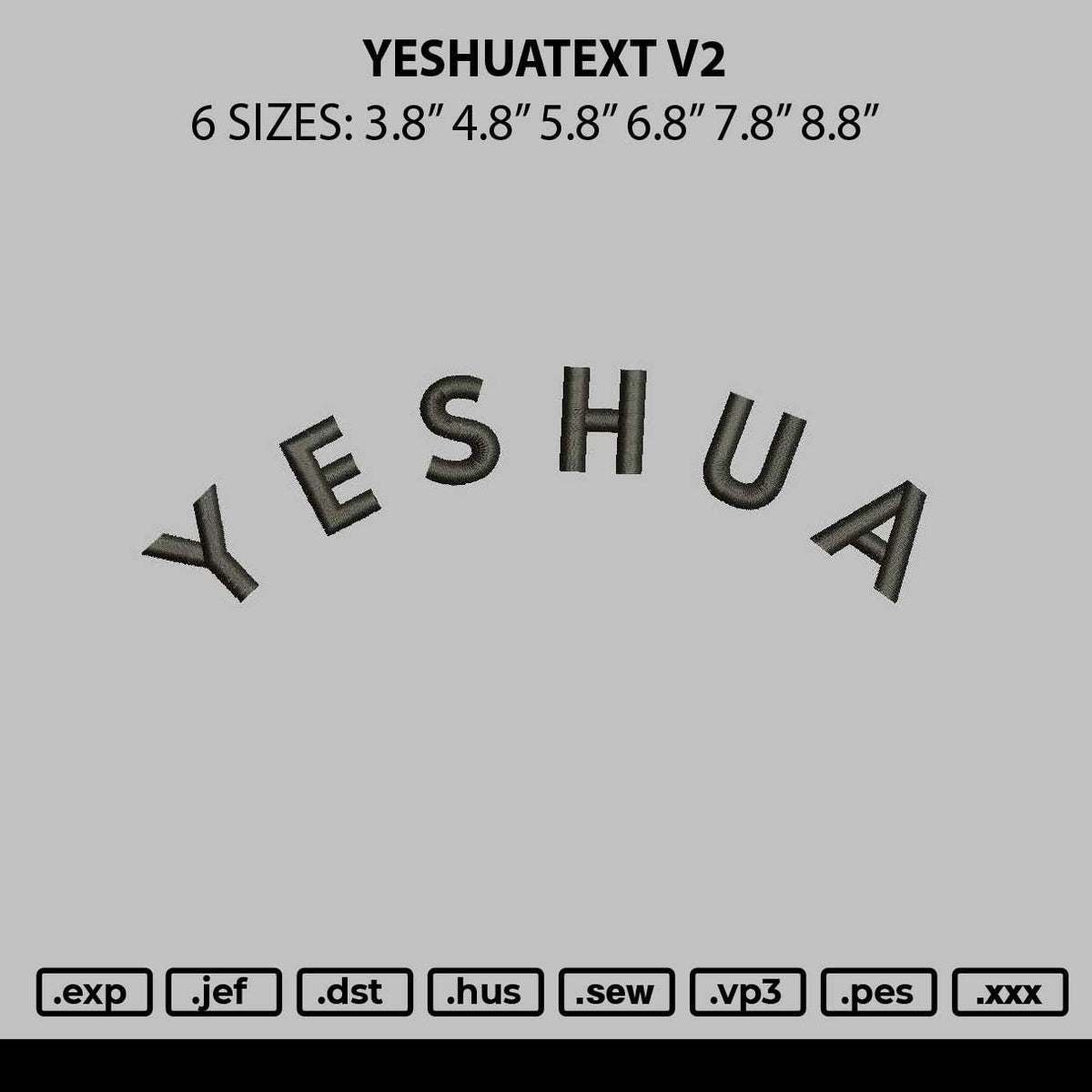 Yeshuatext V2 Embroidery File 6 sizes