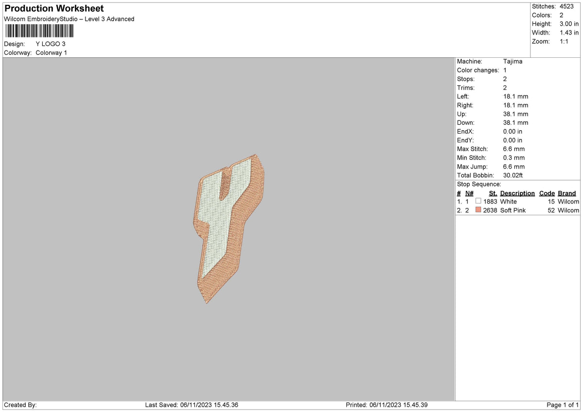 Y Logo Embroidery File 6 sizes