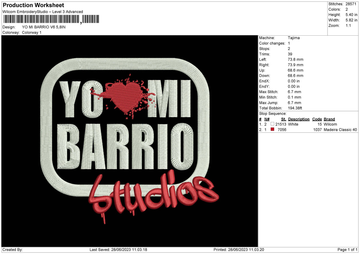 Yo Mi B V6 Embroidery File 6 sizes
