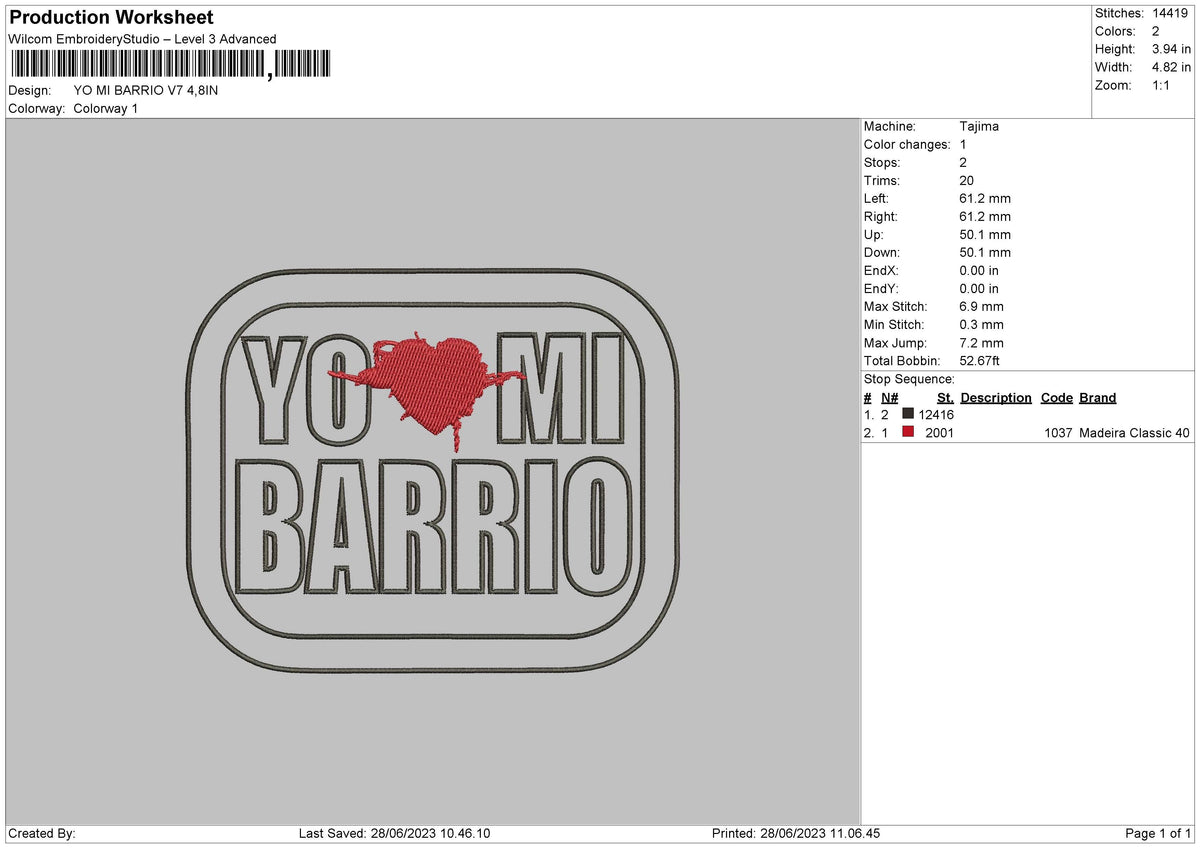 Yo Mi B V7 Embroidery File 6 sizes