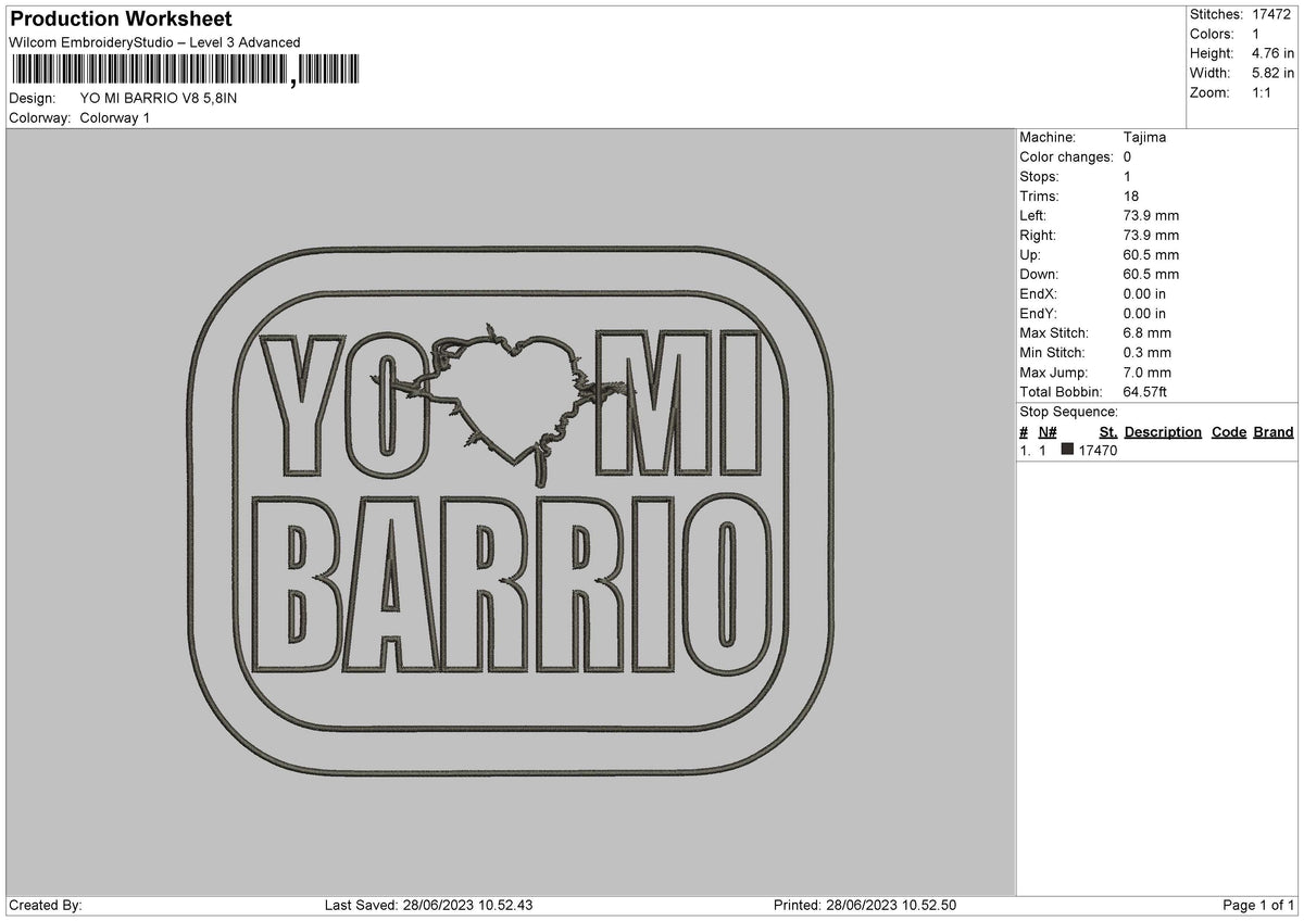 Yo Mi B V8 Embroidery File 6 sizes