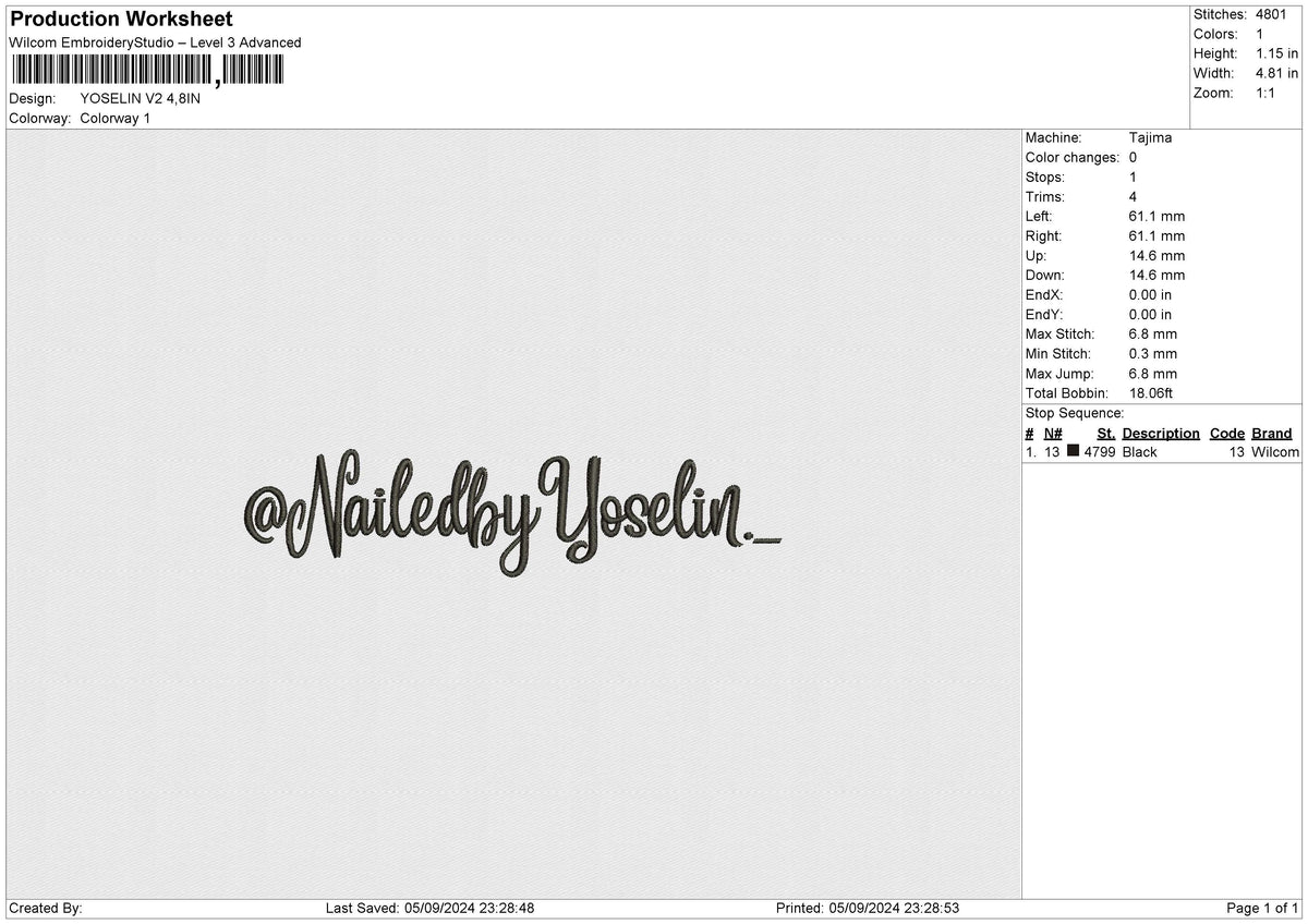 YOSELIN V2 Embroidery File 6 size