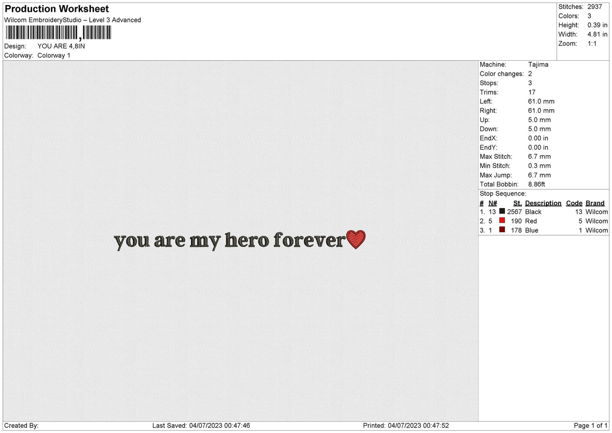 YOU ARE Embroidery File 6 size