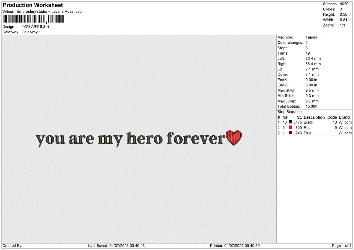 YOU ARE Embroidery File 6 size