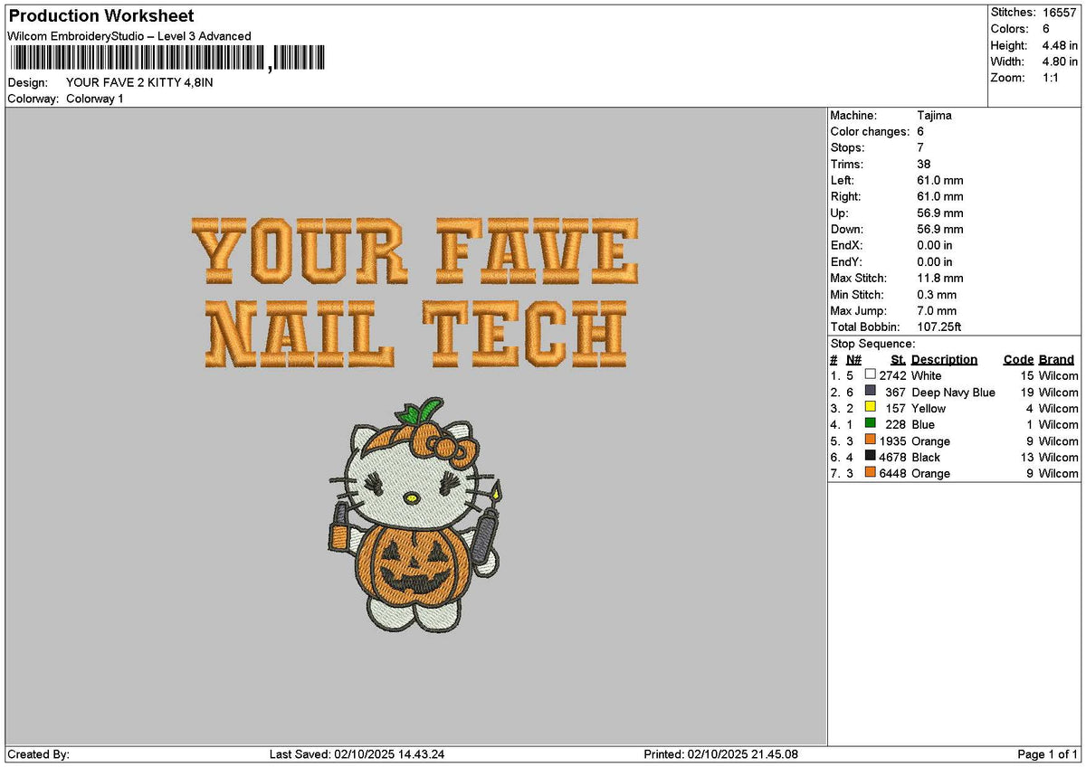 Kitty Fave v1 Emboidery File 6 sizes